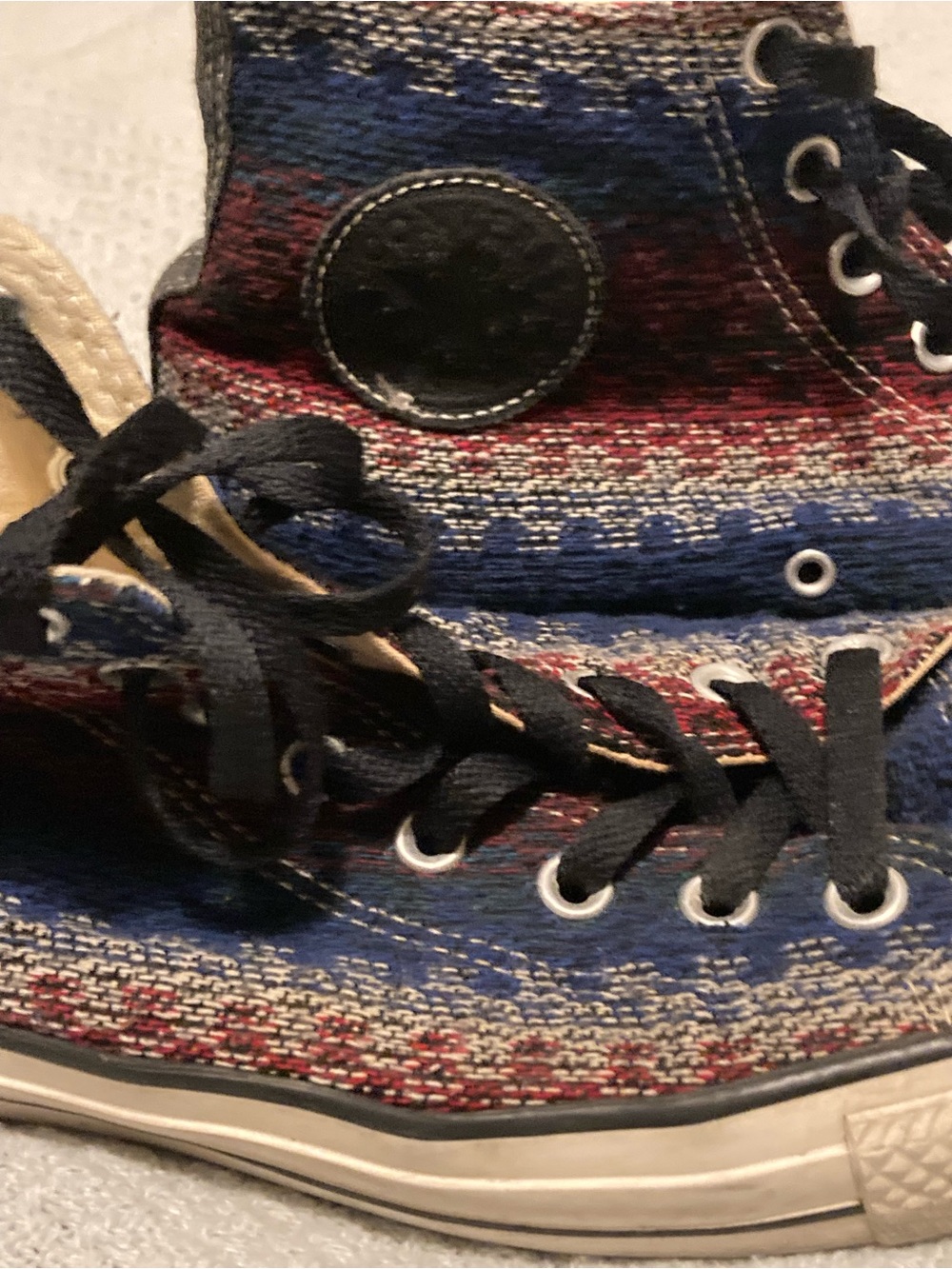 Converse Woven High-Top Sneakers in Blue, Red and Black